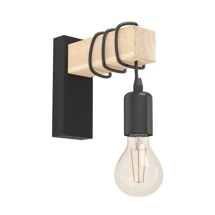 Eglo Townshend wandlamp LED 10w zwart/eiken